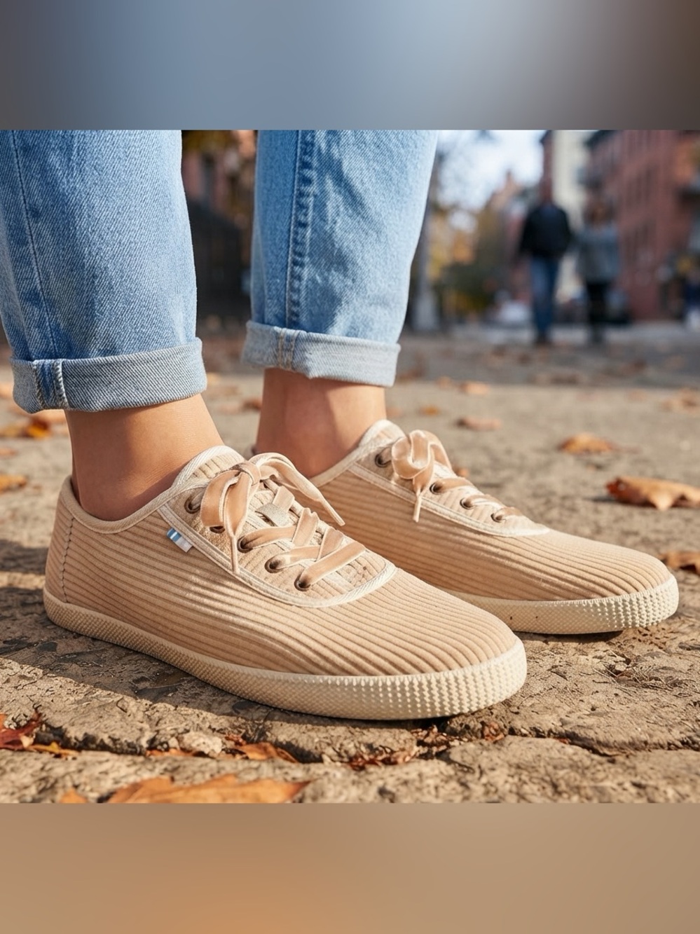 Toms Women's Beige Corduroy Low-Top Sneakers